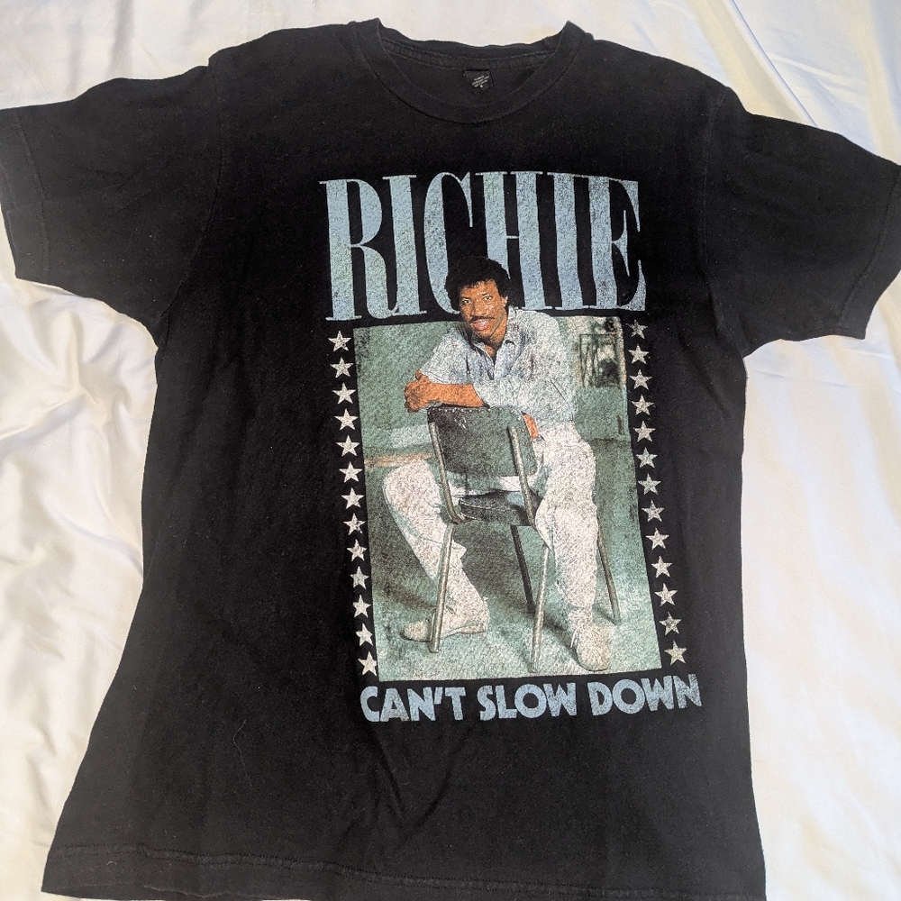 Tultex‎ Adult Medium Lionel Richie Black Short Sleeve Graphic Print T-Shirt